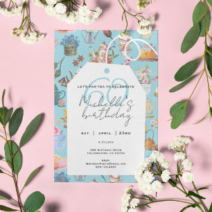 Convites Vamos Par Chá 60º Aniversário Primavera Floral Azu