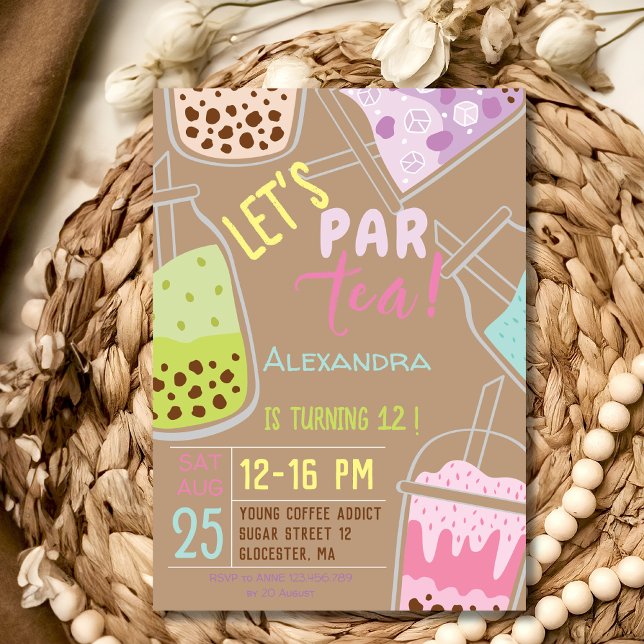 Convites Vamos par tea bobba aniversário (Criador carregado)