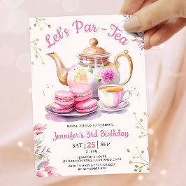Convites Vamos Par-Tea! Festa de aniversário de chá rosa