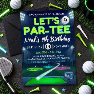 Convites Vamos Par-Tee 9º Aniversário Festa de Golfe Neon G