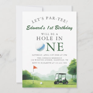 Convites Vamos Par-Tee Buggy de Golfe Diversão 1º Aniversár