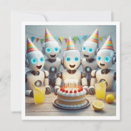 Convites Vamos para aniversário de robôs, aniversário de ci