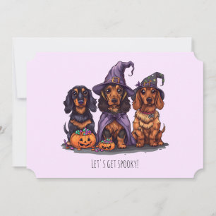 Convites Vamos Pegar Cães Dachshund Spooky no Dia das Bruxa