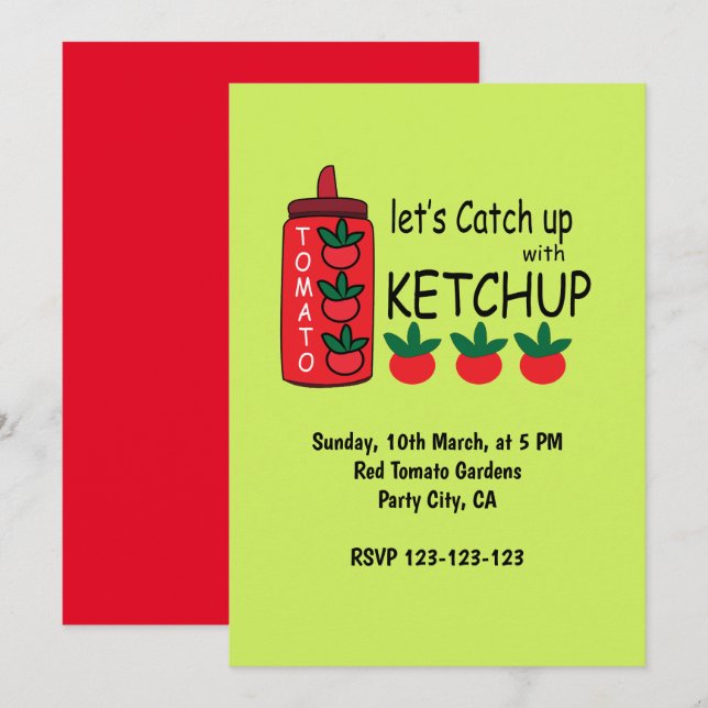 Convites Vamos Pegar O Ketchup Party (Frente/Verso)