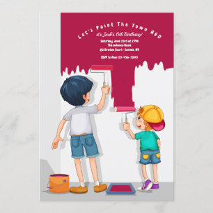 Convites Vamos Pinte o aniversário vermelho da cidade