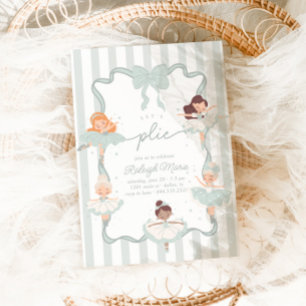 Convites Vamos Plié Teal Balés Girls Ballerina Aniversário