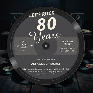 Convites Vamos Rock De 80 Anos De Vintage Record 80