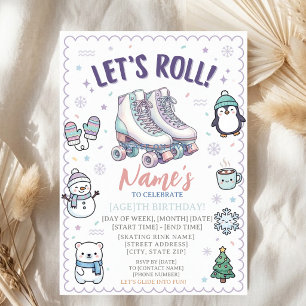 Convites Vamos Rolando Patins de Aniversário Pastel Rolante