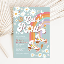 Vamos Rolando Patins de Roda Azul Groovy Retrô Ani