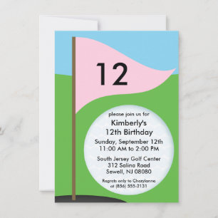 Convites Vamos Rosa Bogie Mini Golf Festa de aniversário