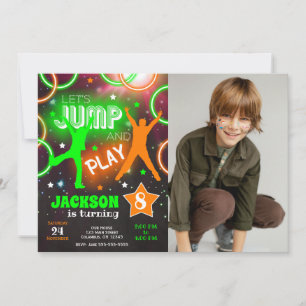 Convites Vamos Saltar no Neon Trampoline Park Aniversário
