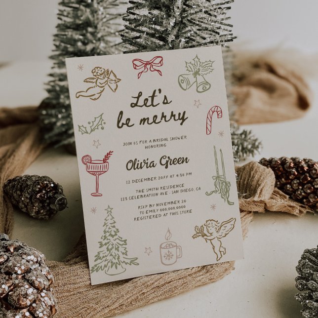 Convites Vamos ser feliz Chá de panela de Natal Desenhado à (Criador carregado)
