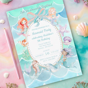 Convites Vamos Ser Sereia Juntos Sereia Festa Aniversário
