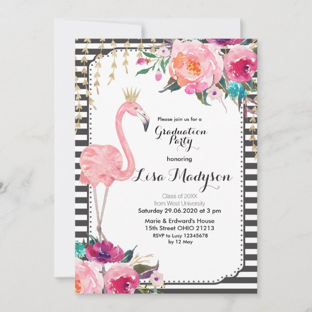 Convites Vamos Sinalizador de Festa de formatura Rosa Convi (Frente)