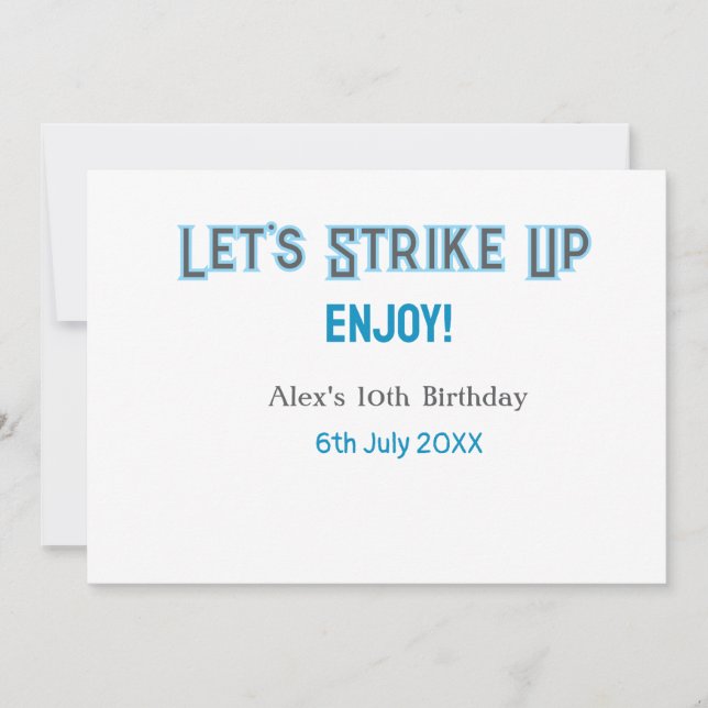 Convites Vamos sobe cinza azul feliz nome de 10 anos (Frente)