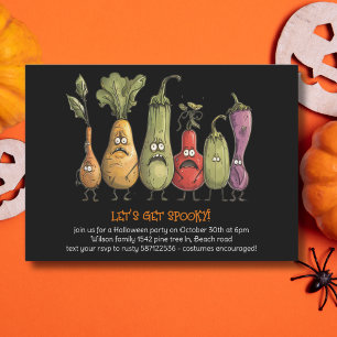 Convites VAMOS, SPOOKY, vegetais, Dia das Bruxas