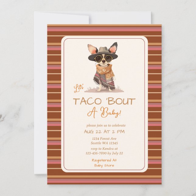 Convites Vamos Taco Bout A Chá de fraldas Fiesta (Frente)