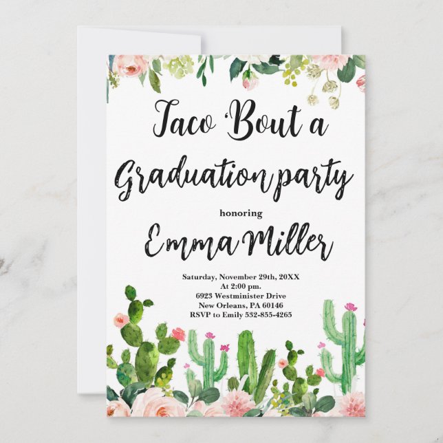 Convites Vamos Taco 'Bout a Graduation Fiesta Party (Frente)