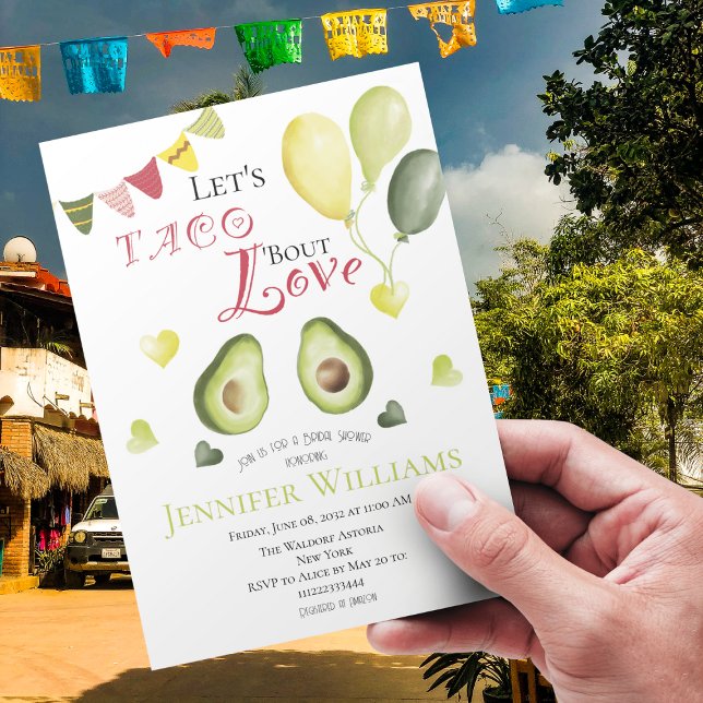 Convites Vamos Taco Bout Love Chá de panela Avocado Fiesta (Criador carregado)