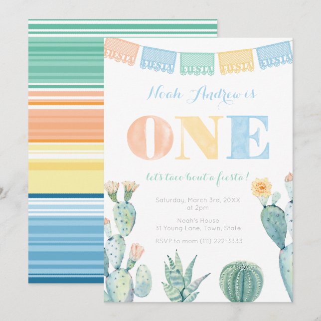 Convites Vamos Taco Sobre Uma Festa De primeiro aniversario (Frente/Verso)