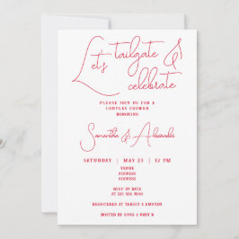 Convites Vamos Tailgate e Celebrar Chá Casal de Casamento