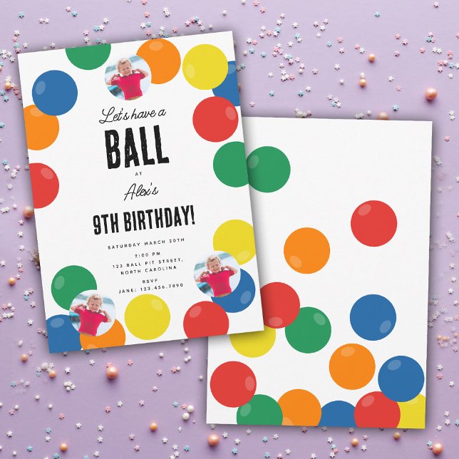 Convites Vamos tem um tema de festa de Aniversário de crian (Let's Have a Ball Kids Birthday Party Theme Invitation)