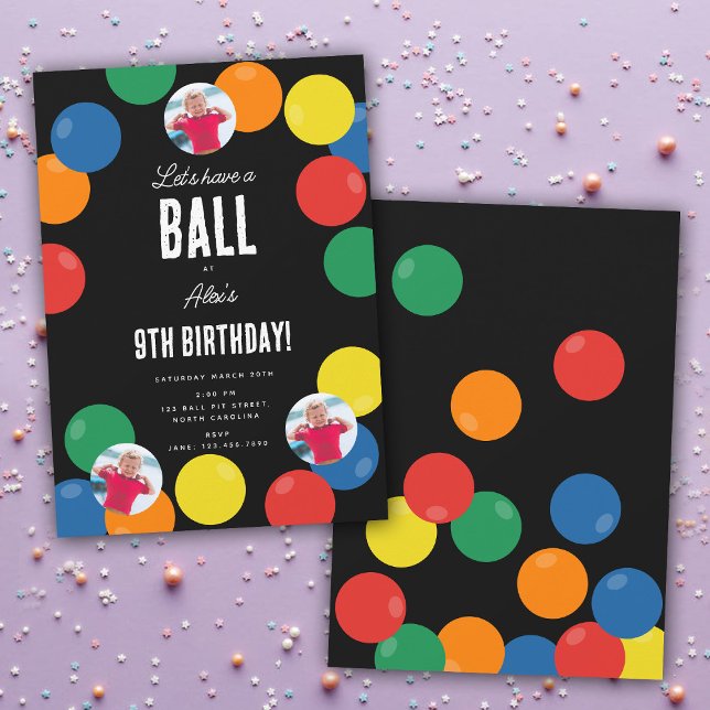 Convites Vamos tem um tema de festa de Aniversário de crian (Let's Have a Ball Kids Birthday Party Theme Invitation)