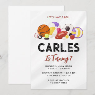 Convites Vamos ter um aniversário de esportes de bola para 