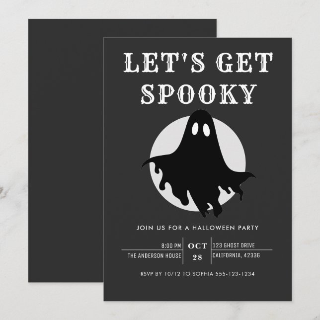 Convites Vamos Ter um Halloween Moderno e Assustador Convit (Frente/Verso)