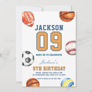 Convites Vamos Ter uma Festa de Aniversário Multi Esportes