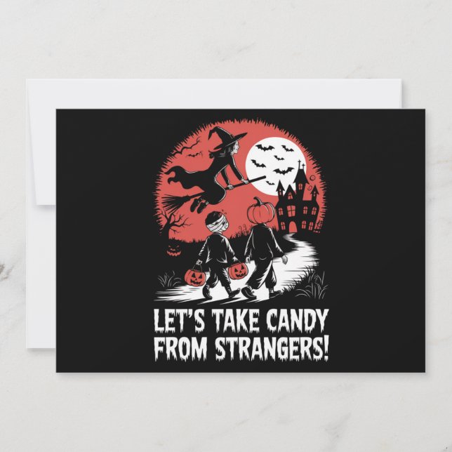 Convites Vamos Tirar Doces de Estranhos Funny Halloween (Frente)