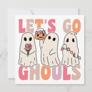 Convites Vamos Vai Ghouls Groovy Ghost Com Flores Vintage
