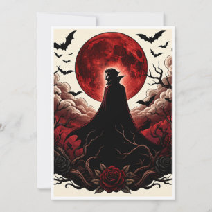 Convites Vampiro Escuro Lua Vermelha Gótica Halloween