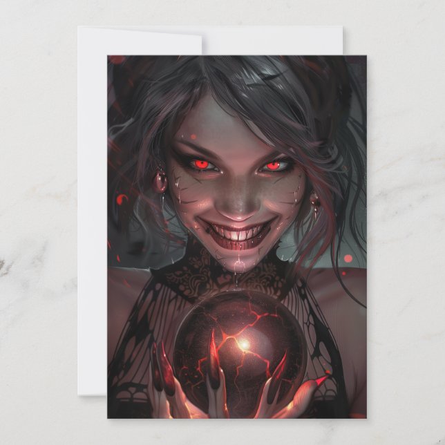 Convites Vampiro feminino sorrindo com uma Orb (Frente)