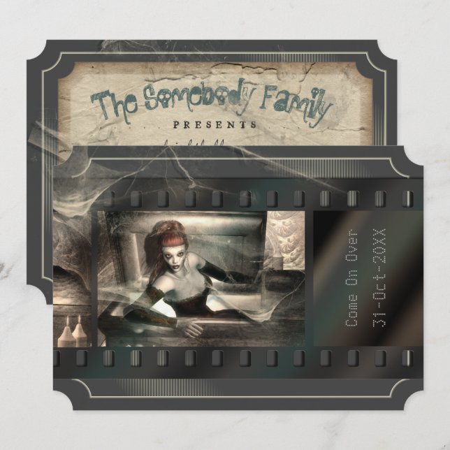 Convites Vampiro Horror Filme Gótico Festa de Halloween (Frente/Verso)