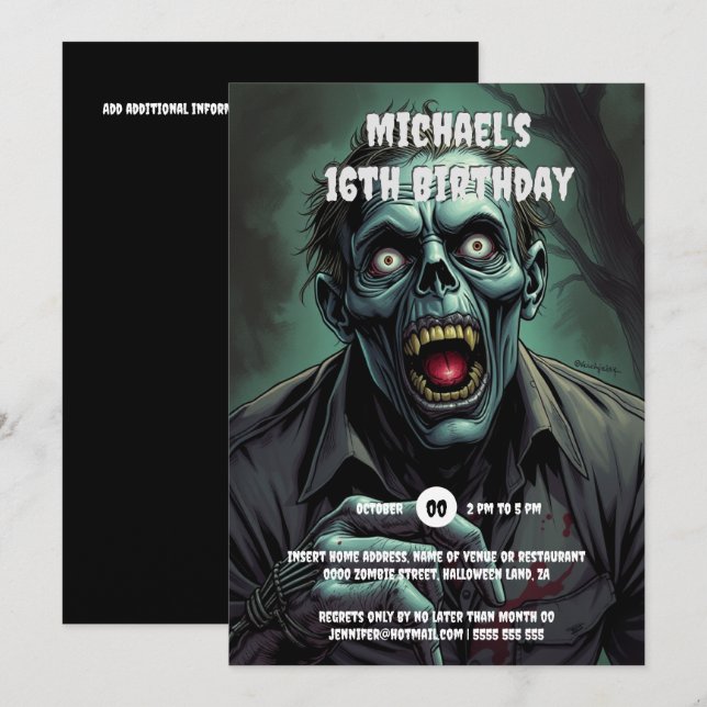 Convites Vampiro-monstro fantasma malvado adulto (Frente/Verso)