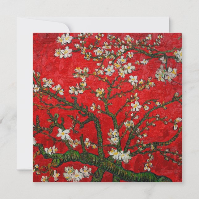 Convites Van Gogh Almond Blossoms Red (Frente)