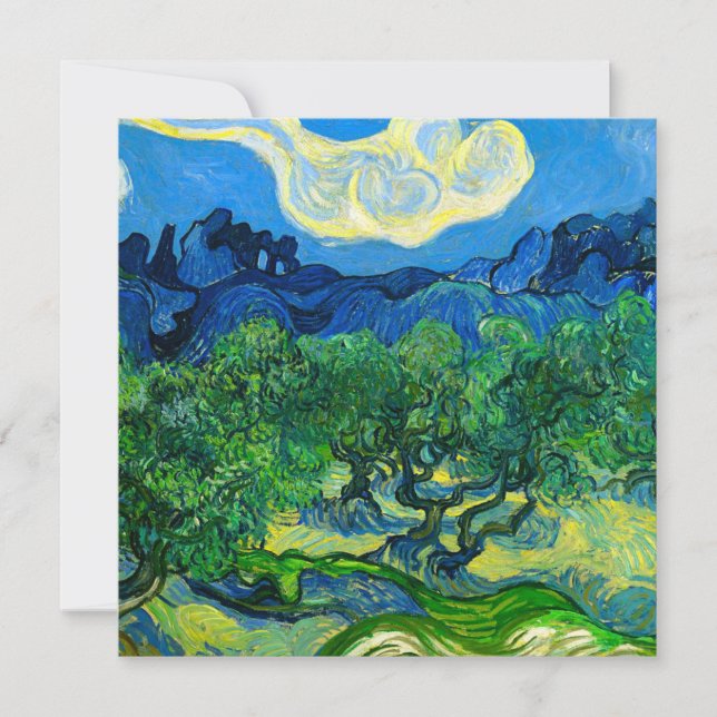 Convites Van Gogh Olive Trees em Paisagem Montanhosa (Frente)