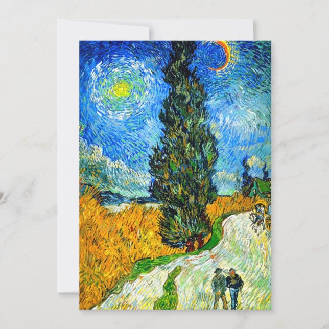 Convites Van Gogh Road com Cypress e Star (Frente)