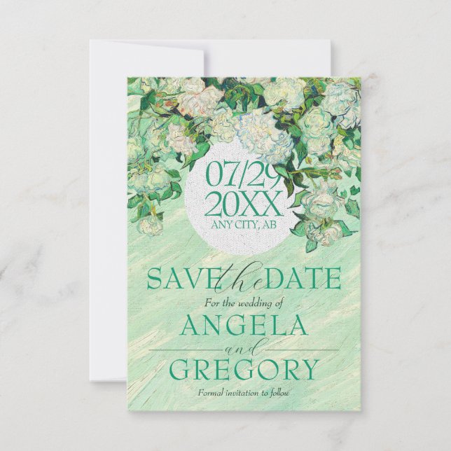 Convites Van Gogh Roses Save The Wedding Date Invitation (Frente)