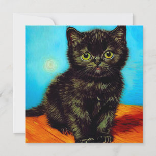Convites Van Gogh Style Pouting Kitten