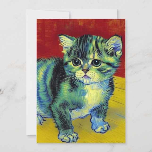 Convites Van Gogh Tabby Cat (Frente)