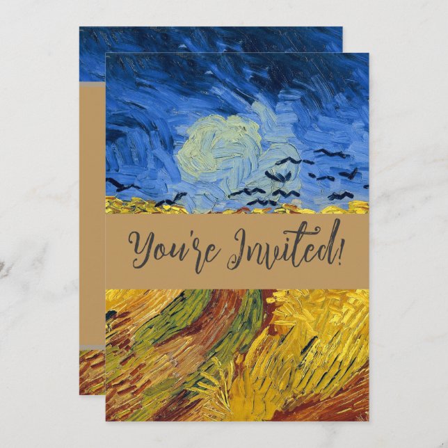 Convites Van Gogh Wheat Fields impressionista Painting (Frente/Verso)
