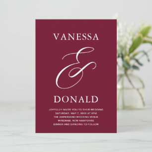 Convites Vanessa Burgundy Modern Wedding