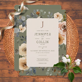 Convites Vanilla White Boho Rosas Sage Weds