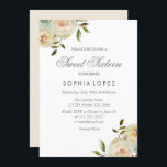 Convites Vanilla White Cream Rosas Elegante Sweet 16 Party<br><div class="desc">Vanilla White Cream Rosas Elegante Sweet 16 convite de festas elegante de cor d'água floral design Totalmente Personalizável / personalizado</div>