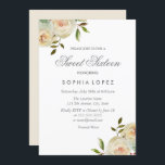 Convites Vanilla White Cream Rosas Elegante Sweet 16 Party<br><div class="desc">Vanilla White Cream Rosas Elegante Sweet 16 convite de festas elegante de cor d'água floral design Totalmente Personalizável / personalizado</div>