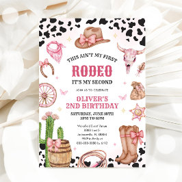Convites Vaqueira de Rodeio Western Segundo Aniversário de 
