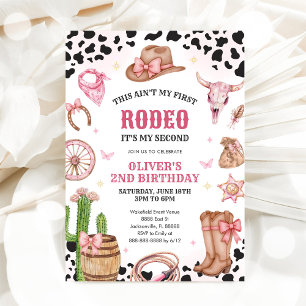 Convites Vaqueira de Rodeio Western Segundo Aniversário de 