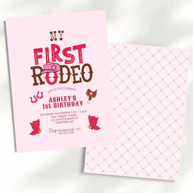 Convites Vaqueira do Primeiro Rodeio Rosa Aniversário de 1  (Criador carregado)